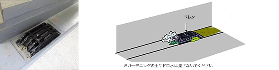 バルコニー床排水溝の排水ドレーン