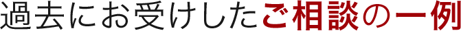 過去にお受けしたご相談の一例